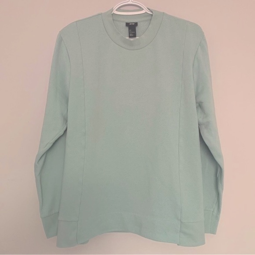 Fall Winter Casual Athleisure Long Sleeve Crew Neck Sweater in Aquamarine (L)